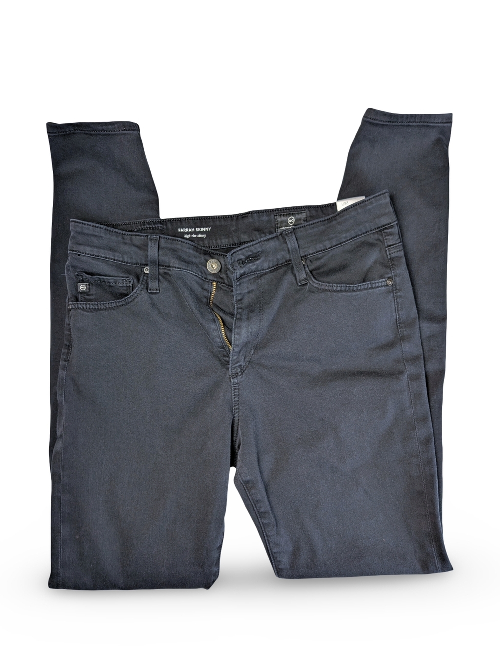 AG Farrah Skinny High-Rise Black Jeans Size 28R | Premium Cotton Modal Blend